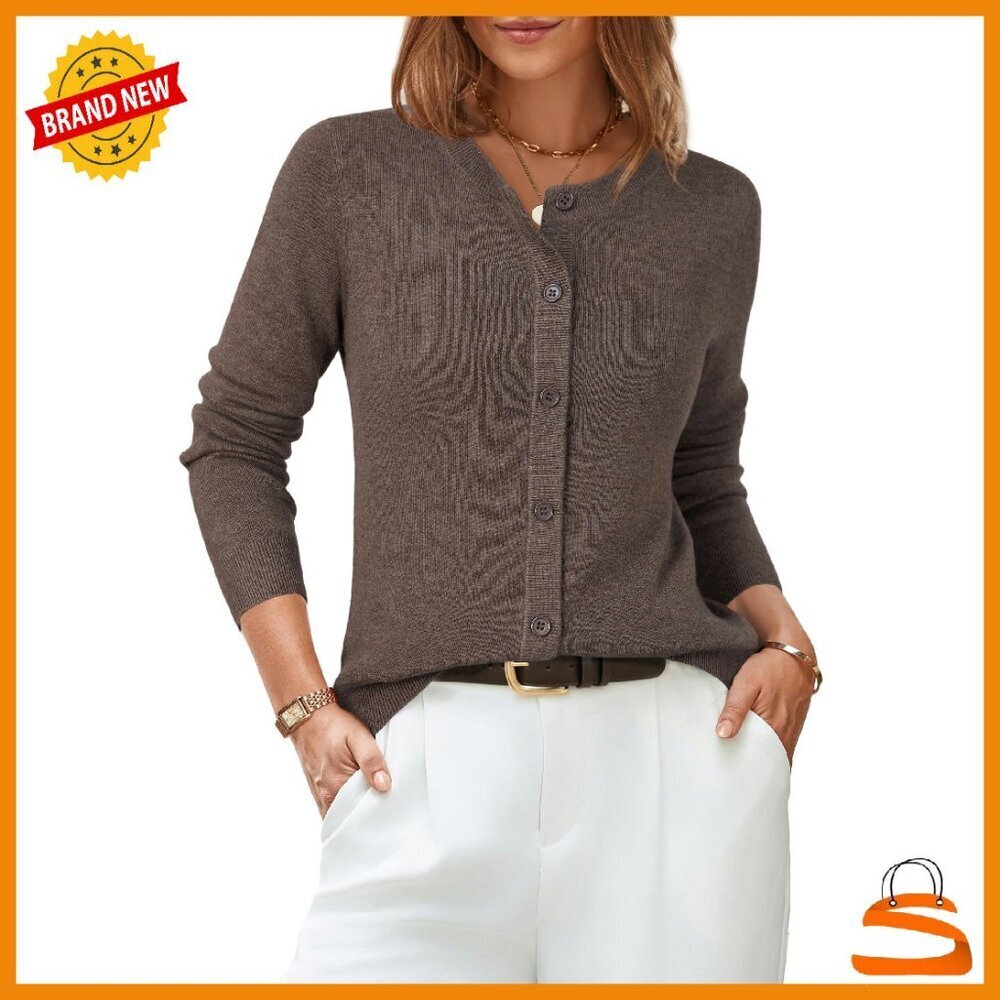 Wool Blend Lightweight Cardigan Business Casual Sweater Button Down